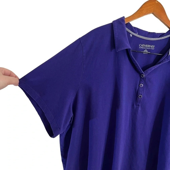 Catherines Suprema Collection Purple Polo Shirt Plus Size 3X Short Sleeve Comfy - Picture 5 of 6